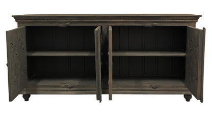 71" Distressed Gray Solid Wood Sideboard with Four Doors