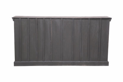 71" Gray Distressed Solid Wood Carved Floral Sideboard with Four Doors