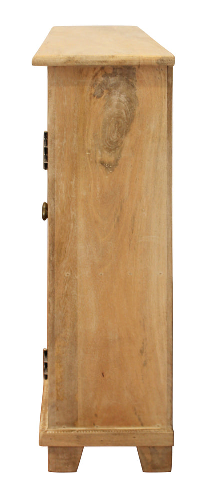 60" Natural Distressed Solid Wood Sideboard with Four Doors