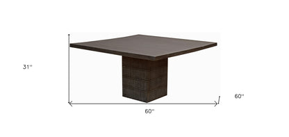 60" Antique Brown Square Solid Wood Dining Table