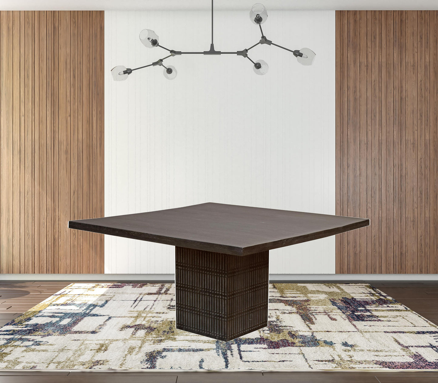 60" Antique Brown Square Solid Wood Dining Table
