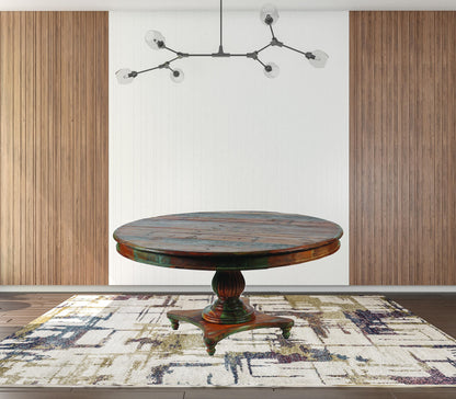 72" Brown Rounded Solid Wood Dining Table