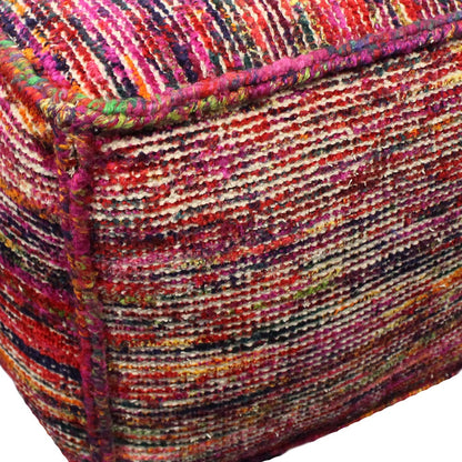 18" Pink Wool Cube Pouf Ottoman