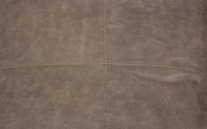 22" Gray Brown Distressed Leather Pouf Ottoman