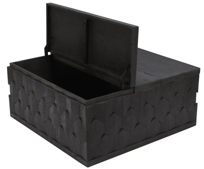 40" Dark Gray Solid Wood Square Distressed Solid Trunk Coffee Table