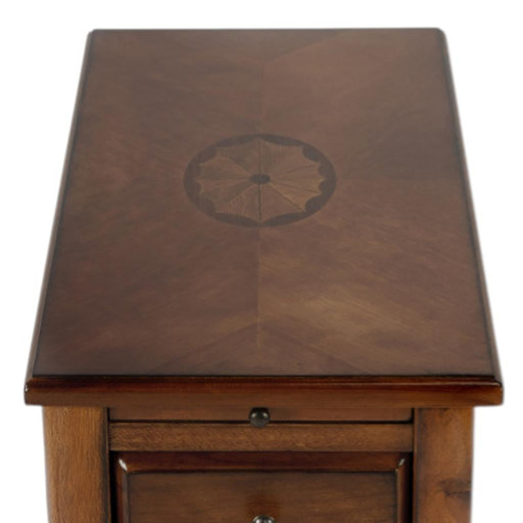 25" Brown Solid And Manufactured Wood Rectangular End Table With Drawer