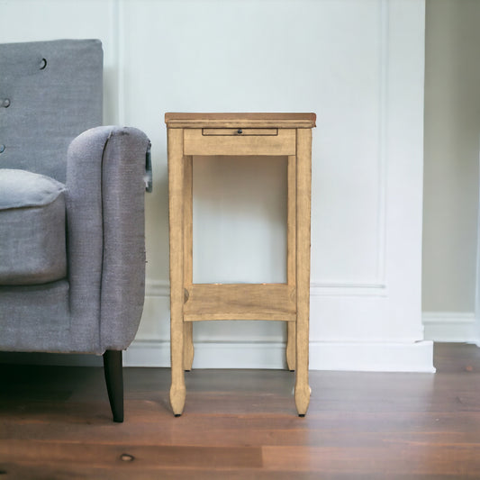 25" Beige Manufactured Wood Rectangular End Table With Shelf