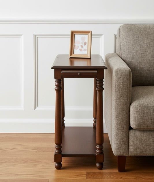 24" Wood Brown End Table With Shelf