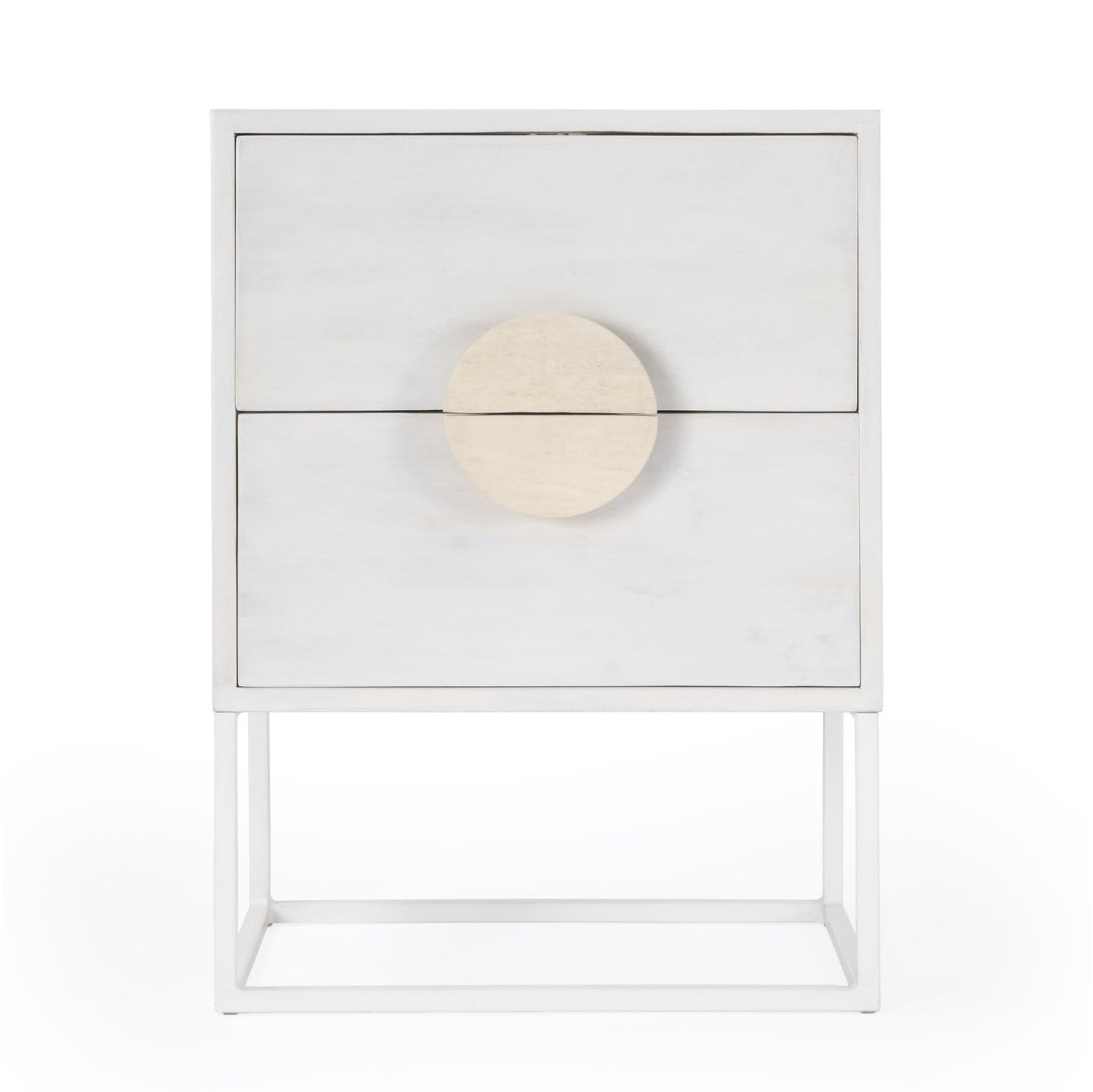 24" White Wood Two Drawer Nightstand