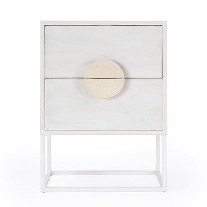 24" White Wood Two Drawer Nightstand
