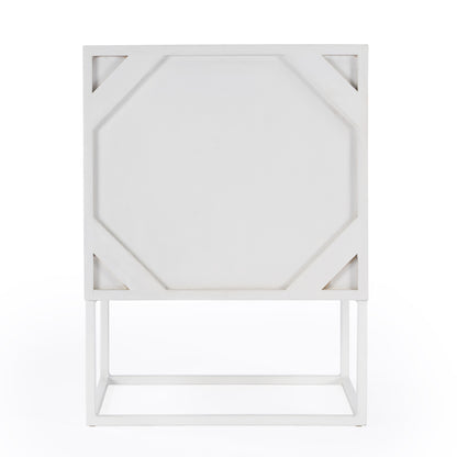 24" White Wood Two Drawer Nightstand