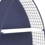 30" Navy Blue And White Metal and Wood Boat Shaped Bookcase