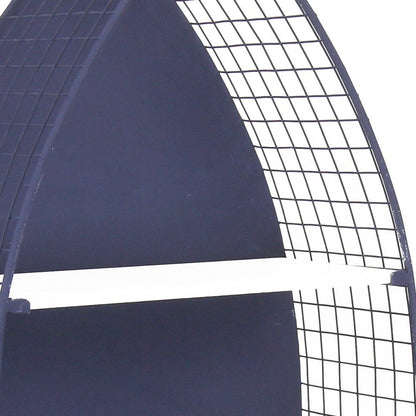 30" Navy Blue And White Metal and Wood Boat Shaped Bookcase