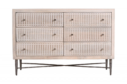 48" Brushed Ivory Solid Wood Six Drawer Double Dresser