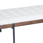 72" Ivory Brown And Black Tufted Cotton Wood And Metal Cushioned Bench With Pillow