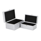 Set of Two Silver Glass Wood And Shagreen Box With Lid