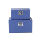 Set of Two Navy Blue Wood And Shagreen Box With Lid