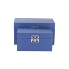 Set of Two Navy Blue Wood And Shagreen Box With Lid