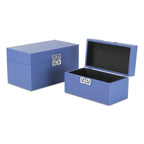 Set of Two Navy Blue Wood And Shagreen Box With Lid