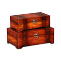 Set of Two Brown Wood Box With Lid