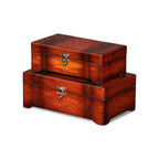 Set of Two Brown Wood Box With Lid