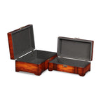 Set of Two Brown Wood Box With Lid