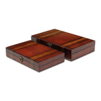Set of Two Brown Wood Box With Lid