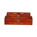 Set of Two Brown Wood Box With Lid