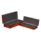 Set of Two Brown Wood Box With Lid