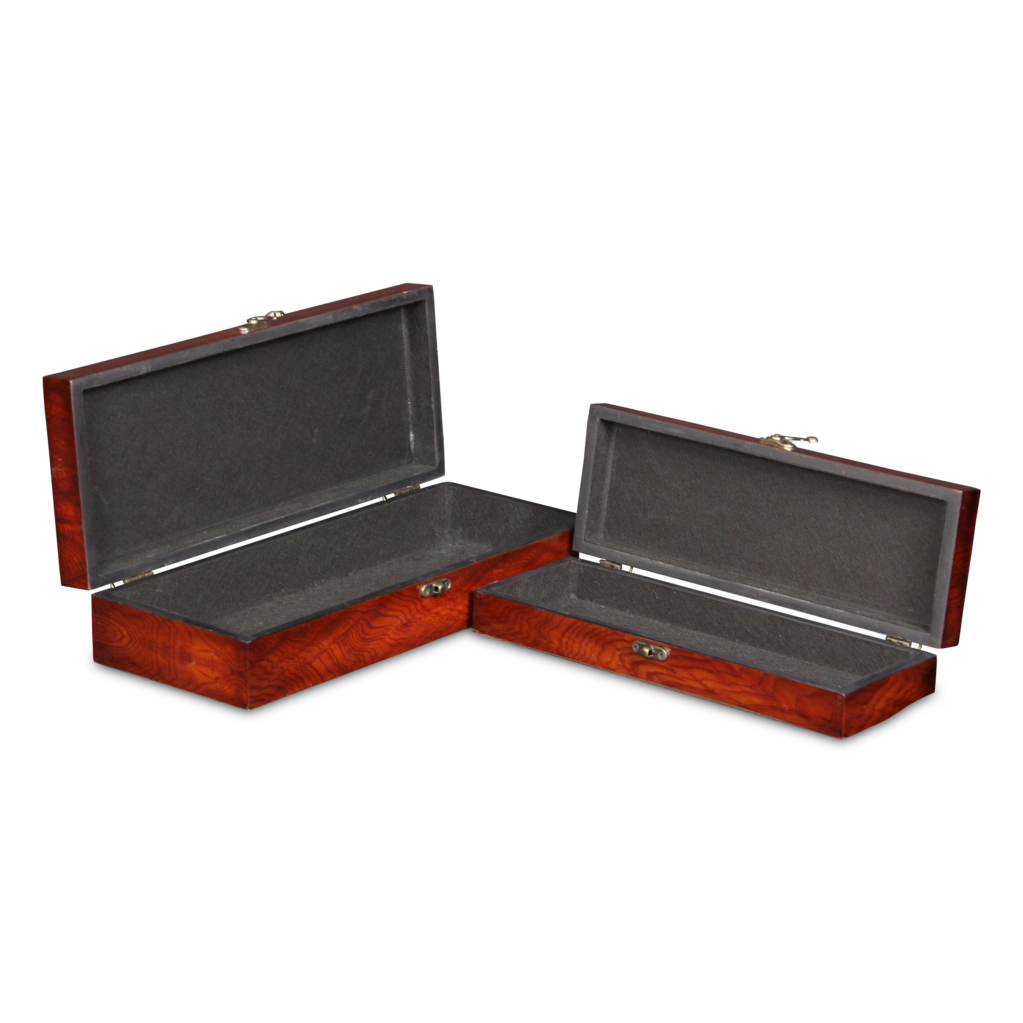 Set of Two Brown Wood Box With Lid