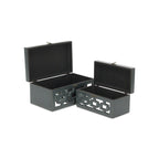 Set of Two Black And White Wood And Mirrored Glass Box With Lid