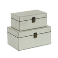 Set of Two Off White Solid Wood Box With Lid