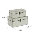 Set of Two Off White Solid Wood Box With Lid
