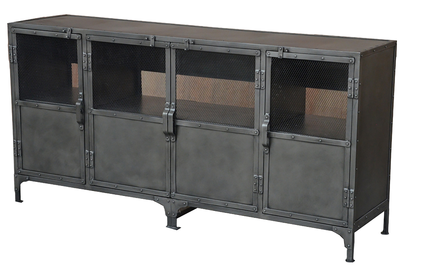 72" Dark Gray Metal Enclosed Storage TV Stand