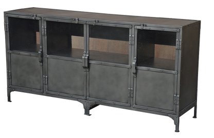 72" Dark Gray Metal Enclosed Storage TV Stand