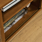 67.9 Inch Mid Century Modern Rattan TV Stand For TVs Up To 75, Entertainment Cabinet, Media Console For Living Room Media Room, Solid Wood Feet & Rattan Cabinet Doors - Light Walnut