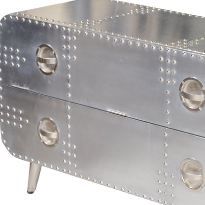 44" Silver Aluminum Enclosed Storage TV Stand