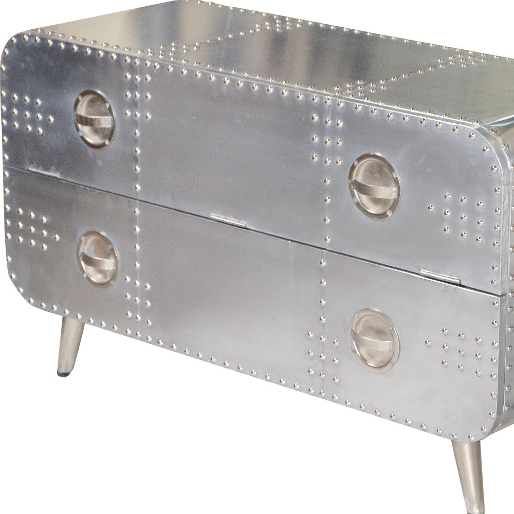 44" Silver Aluminum Enclosed Storage TV Stand
