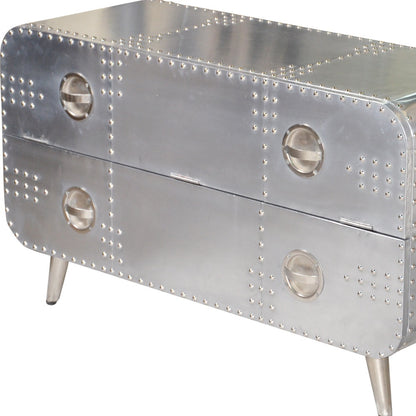 44" Silver Aluminum Enclosed Storage TV Stand