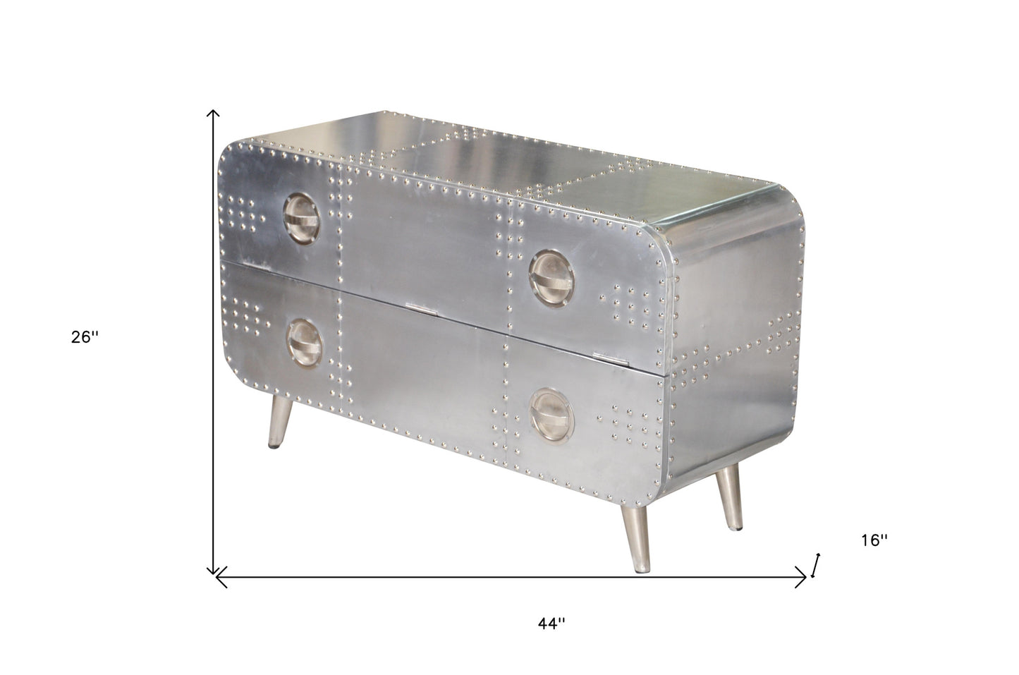 44" Silver Aluminum Enclosed Storage TV Stand