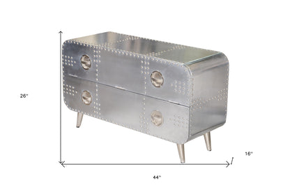 44" Silver Aluminum Enclosed Storage TV Stand