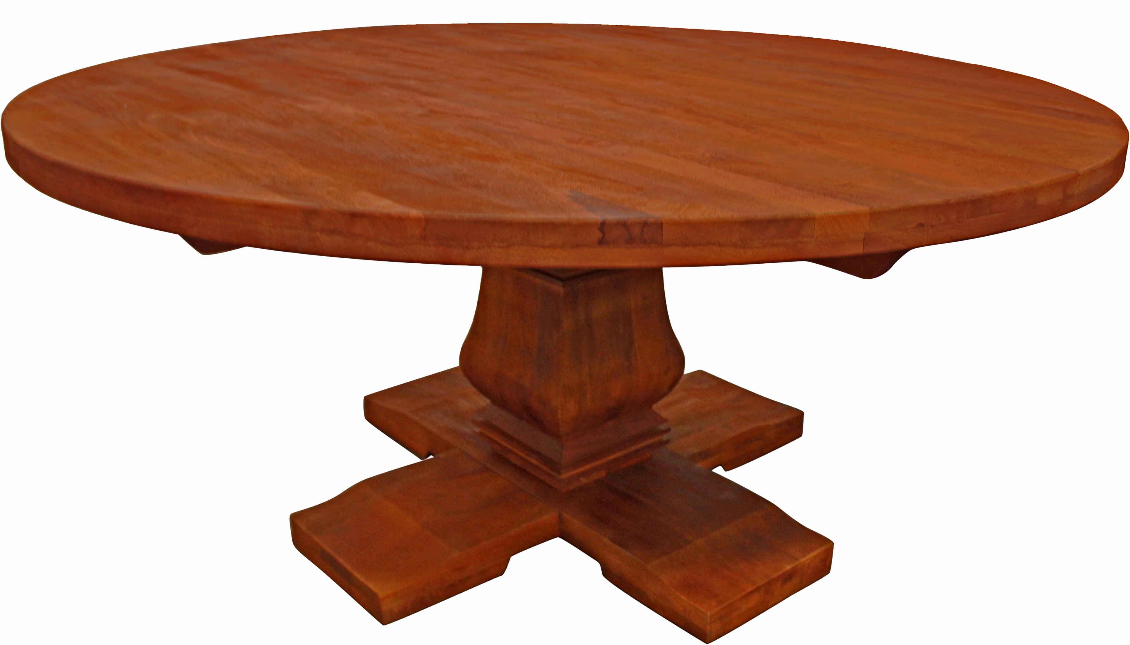 Seven Piece Brown Round Solid Wood Dining Set with Six Chairs