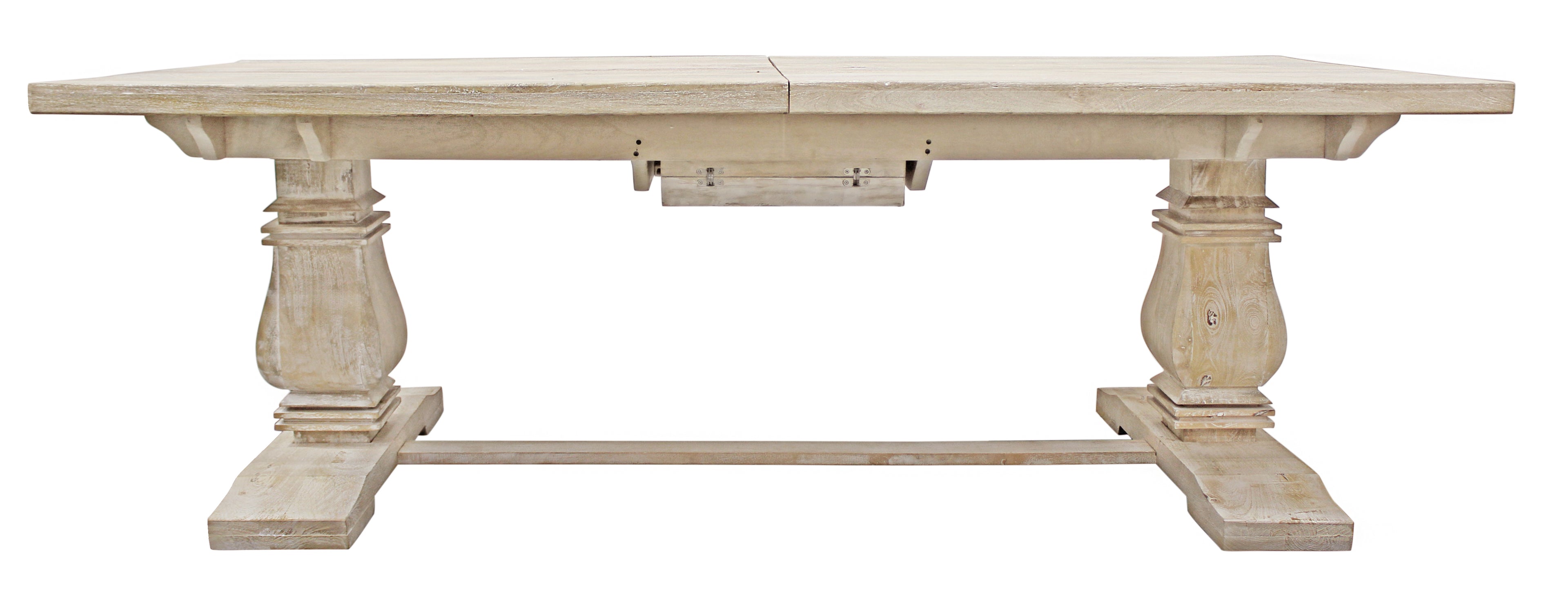 Nine Piece White Solid Wood Dining Set with Eight Chairs