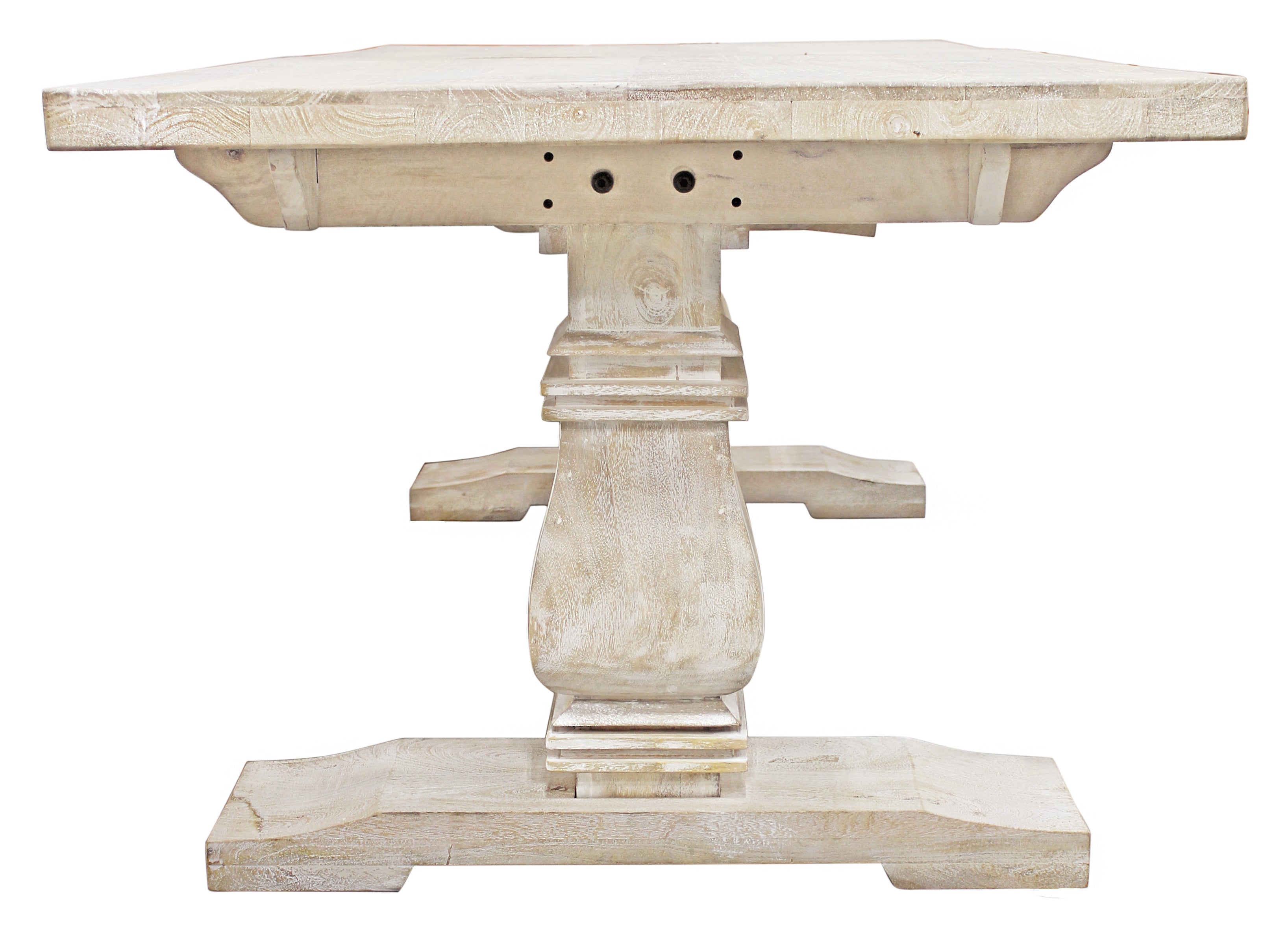 Nine Piece White Solid Wood Dining Set with Eight Chairs