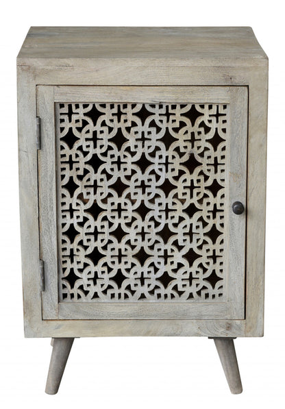 30" Gray Solid Wood Nightstand