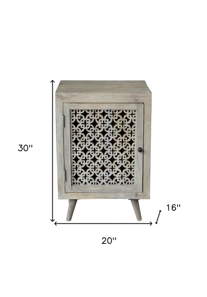 30" Gray Solid Wood Nightstand