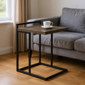 27" Gray and Black Wood and Metal End Table