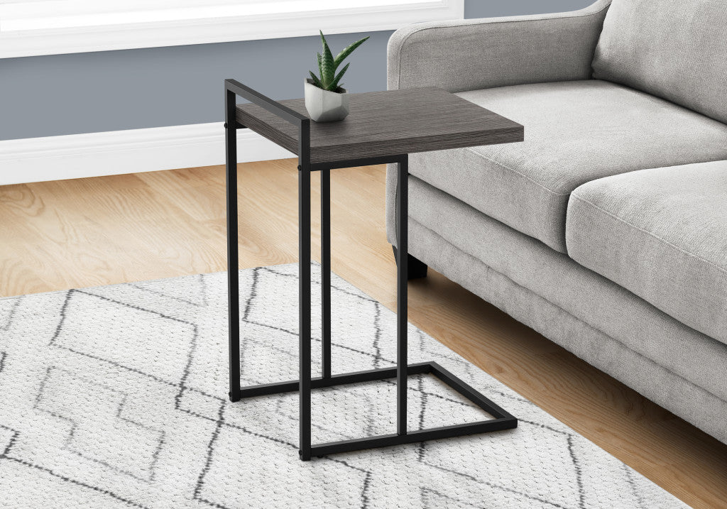 27" Gray and Black Wood and Metal End Table