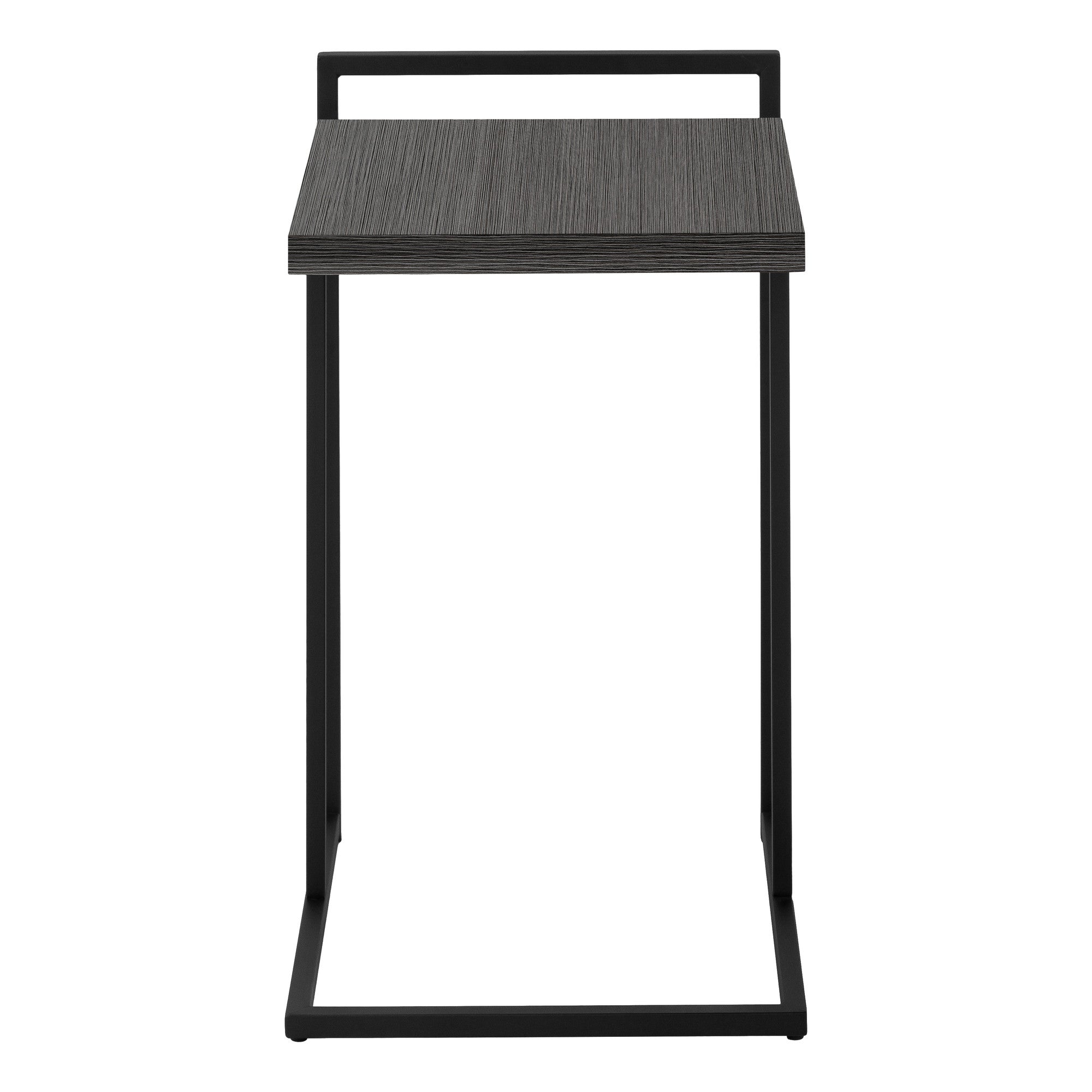 27" Gray and Black Wood and Metal End Table