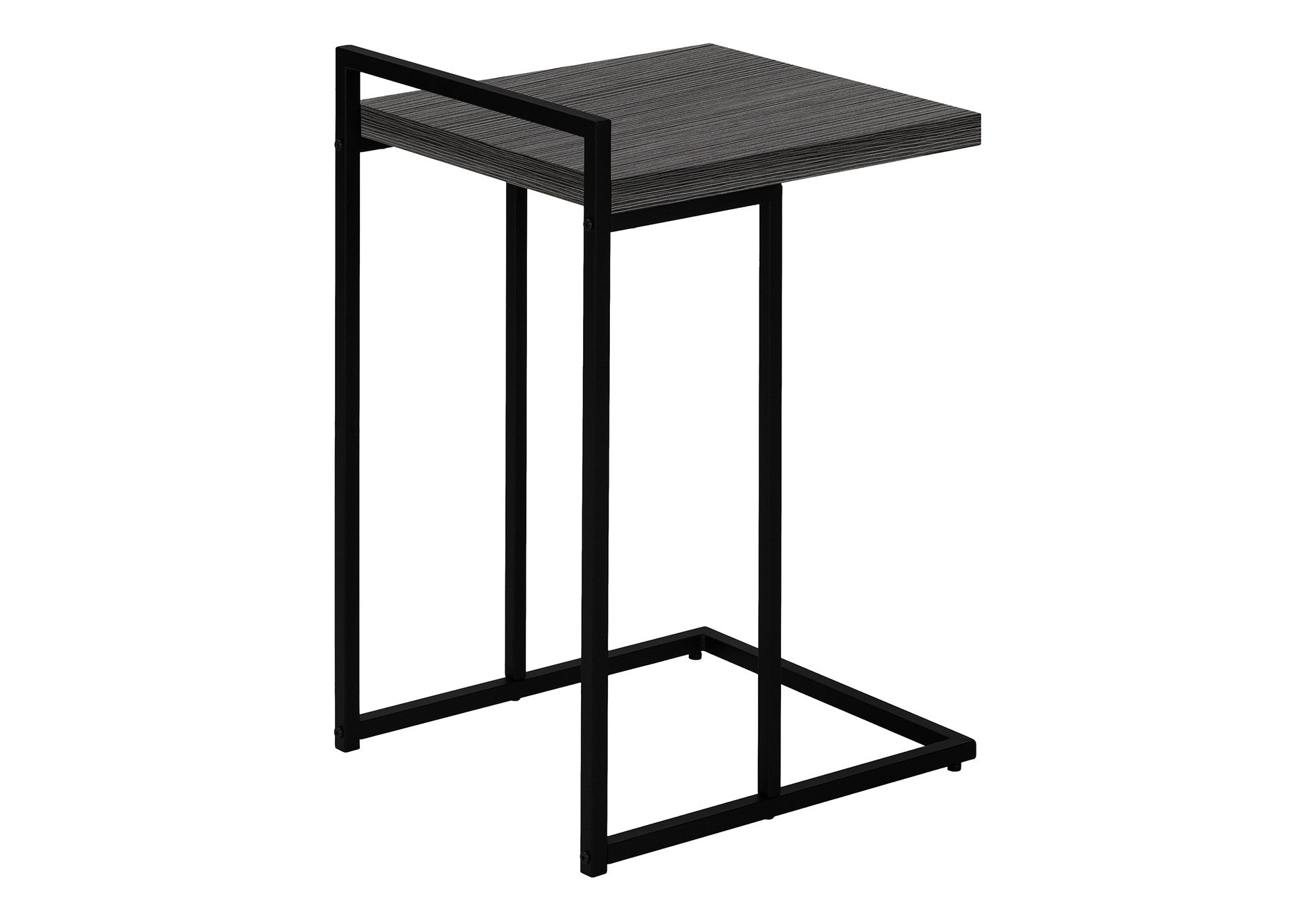 27" Gray and Black Wood and Metal End Table